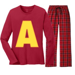 Letter A Funny Chipmunk Group Matching Halloween Costume Women's Long Sleeve Flannel Pajama Set 