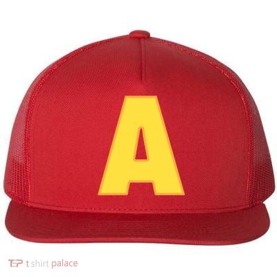 Letter A Funny Chipmunk Group Matching Halloween Costume Flat Bill Trucker Hat