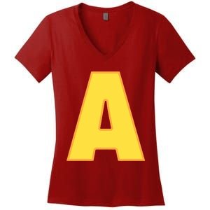 Letter A Funny Chipmunk Group Matching Halloween Costume Women's V-Neck T-Shirt