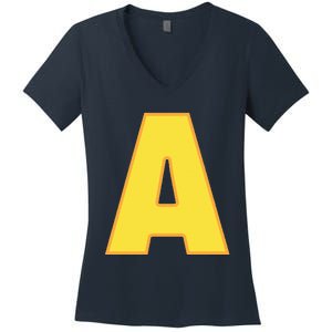 Letter A Funny Chipmunk Group Matching Halloween Costume Women's V-Neck T-Shirt