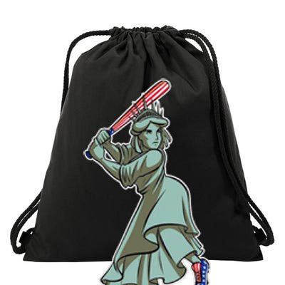 Liberty American Flag Baseball Drawstring Bag