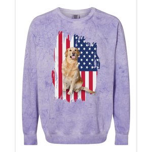 Labrador American Flag 4th Of July Patriotic Dog Funny Gift Colorblast Crewneck Sweatshirt