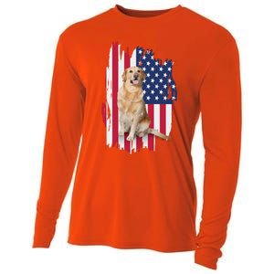 Labrador American Flag 4th Of July Patriotic Dog Funny Gift Cooling Performance Long Sleeve Crew