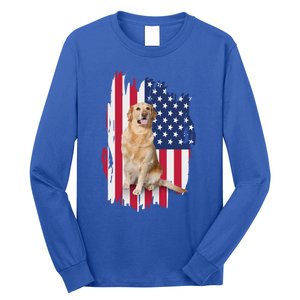 Labrador American Flag 4th Of July Patriotic Dog Funny Gift Long Sleeve Shirt