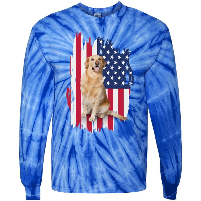 Labrador American Flag 4th Of July Patriotic Dog Funny Gift Tie-Dye Long Sleeve Shirt