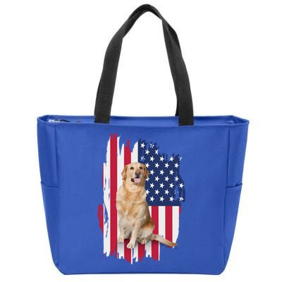 Labrador American Flag 4th Of July Patriotic Dog Funny Gift Zip Tote Bag