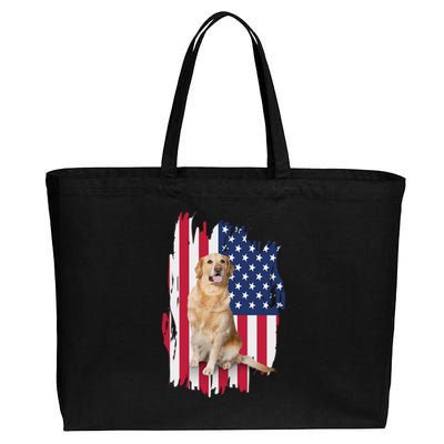 Labrador American Flag 4th Of July Patriotic Dog Funny Gift Cotton Canvas Jumbo Tote