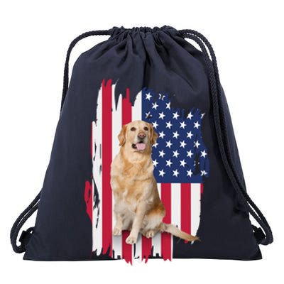 Labrador American Flag 4th Of July Patriotic Dog Funny Gift Drawstring Bag