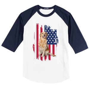 Labrador American Flag 4th Of July Patriotic Dog Funny Gift Baseball Sleeve Shirt