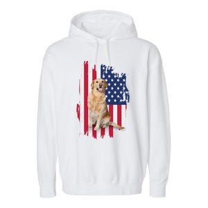 Labrador American Flag 4th Of July Patriotic Dog Funny Gift Garment-Dyed Fleece Hoodie