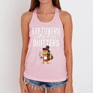 Leftovers Are For Quitters Funny Thanksgiving Turkey Women's Knotted Racerback Tank