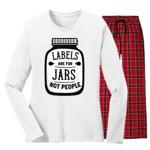 Labels Are For Jars Not People Women's Long Sleeve Flannel Pajama Set 