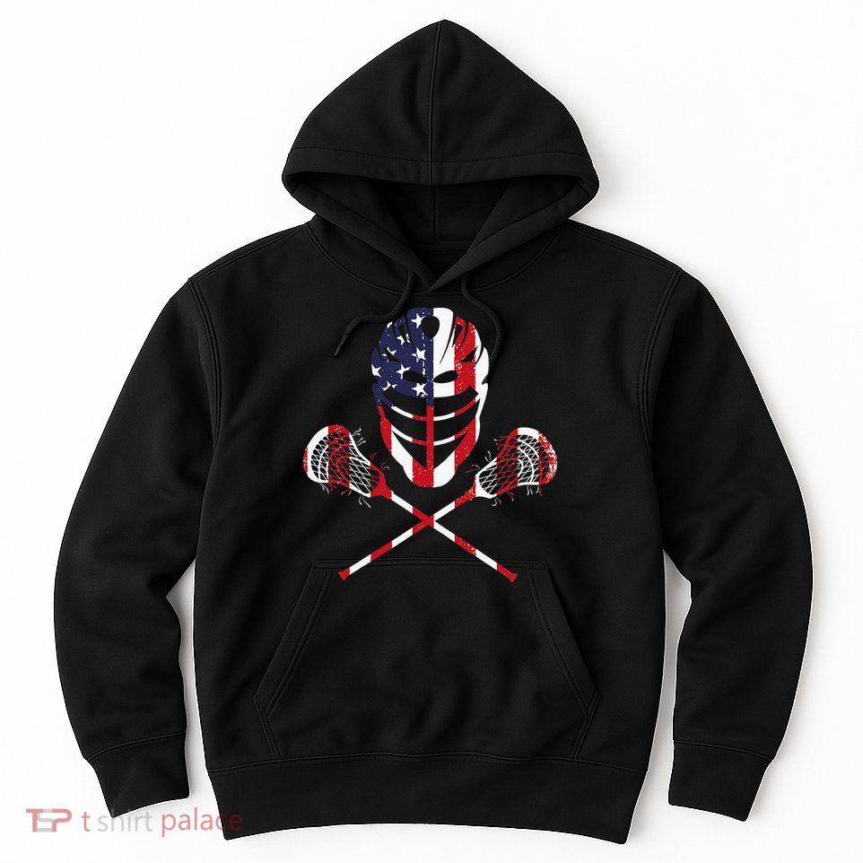 Lacrosse American Flag Lax Helmet Sticks Hoodie