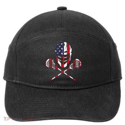 Lacrosse American Flag Lax Helmet Sticks 7-Panel Snapback Hat