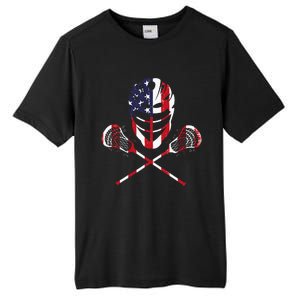 Lacrosse American Flag Lax Helmet Sticks Tall Fusion ChromaSoft Performance T-Shirt