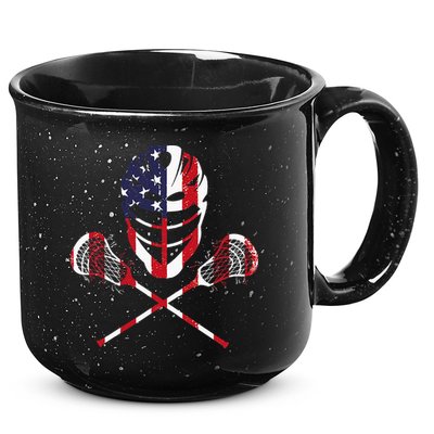 Lacrosse American Flag Lax Helmet Sticks 15oz Campfire Ceramic Mug