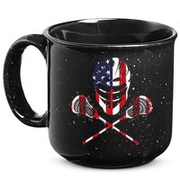 Lacrosse American Flag Lax Helmet Sticks 15oz Campfire Ceramic Mug