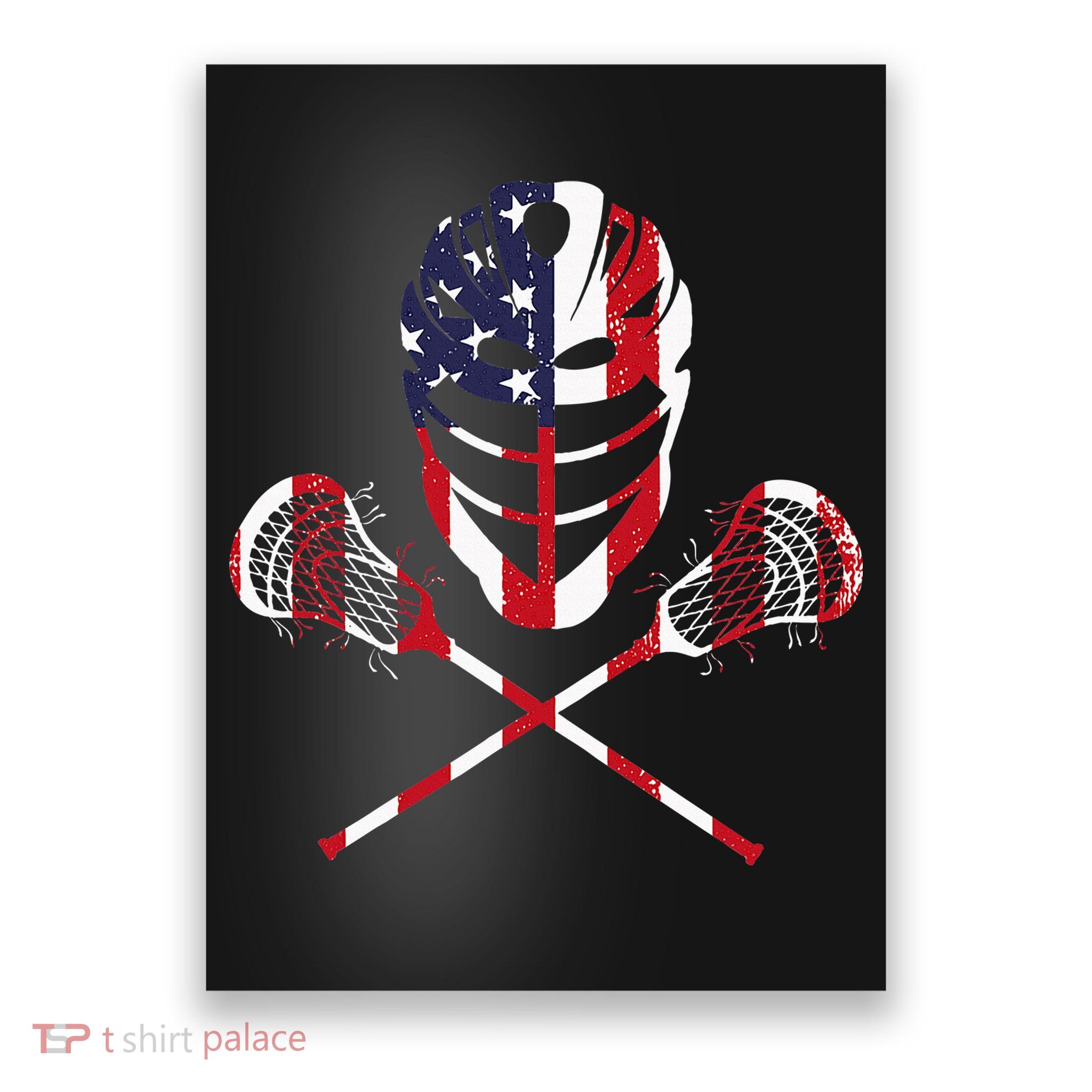 Lacrosse American Flag Lax Helmet Sticks Poster