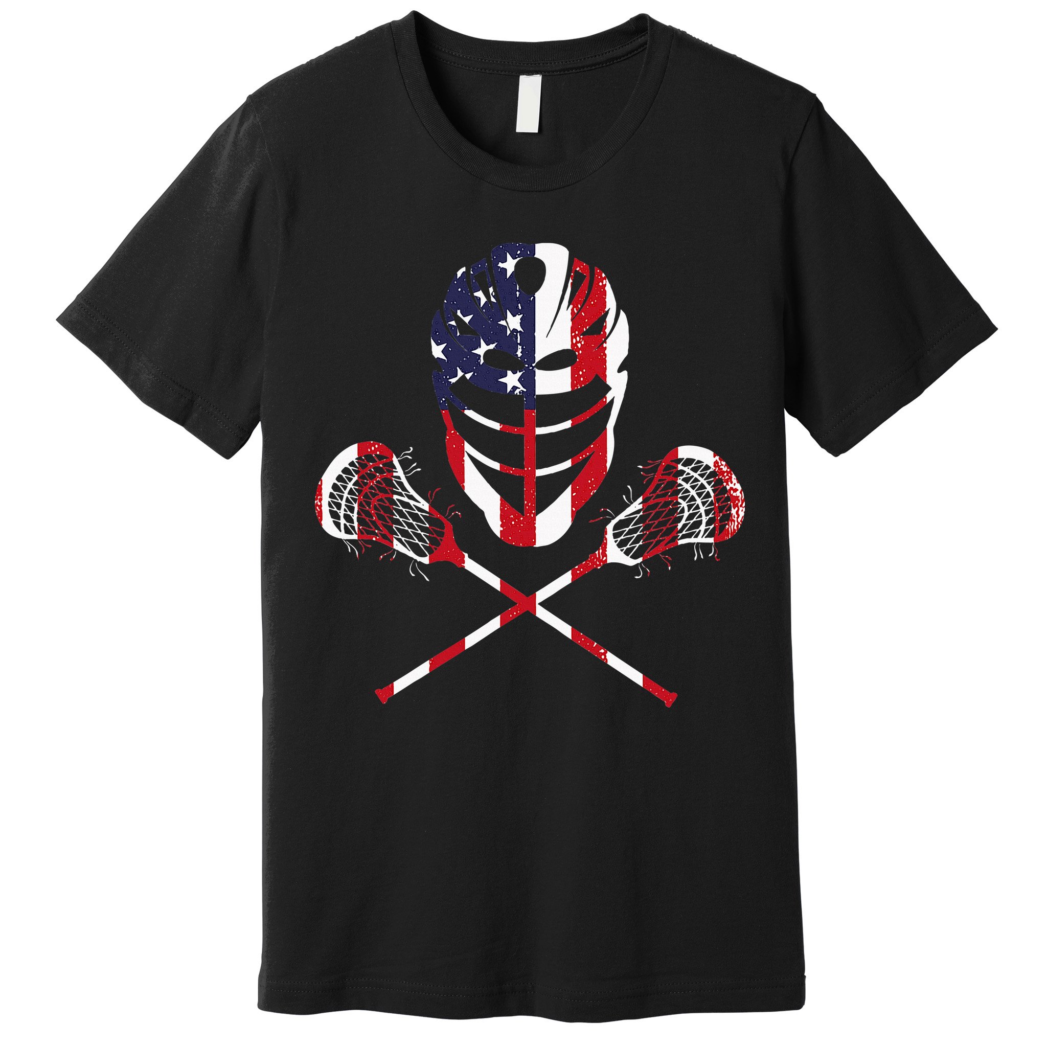 Lacrosse American Flag Lax Helmet Sticks Premium T-Shirt