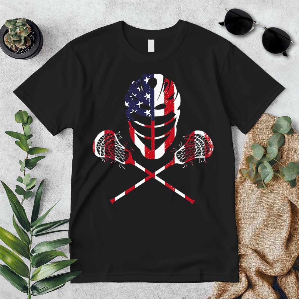Lacrosse American Flag Lax Helmet Sticks Premium T-Shirt