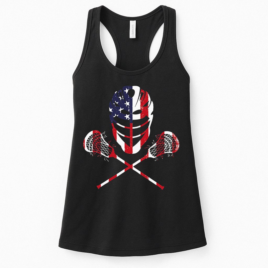 Lacrosse American Flag Lax Helmet Sticks Womens Tank Top