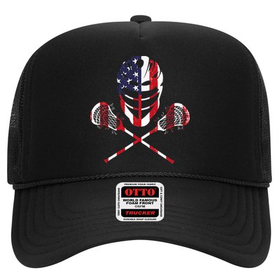 Lacrosse American Flag Lax Helmet Sticks Trucker Hat
