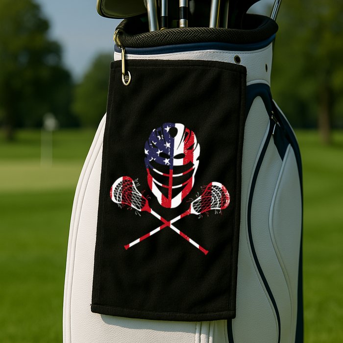 Lacrosse American Flag Lax Helmet Sticks Golf Towel