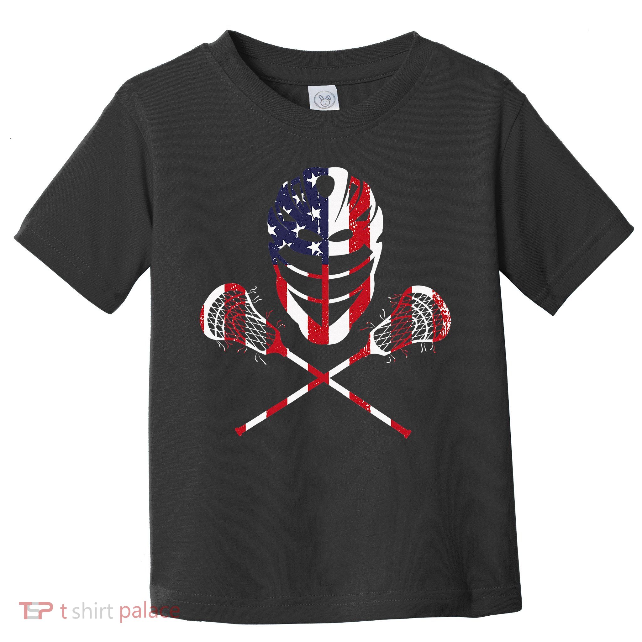 Lacrosse American Flag Lax Helmet Sticks Toddler T-Shirt