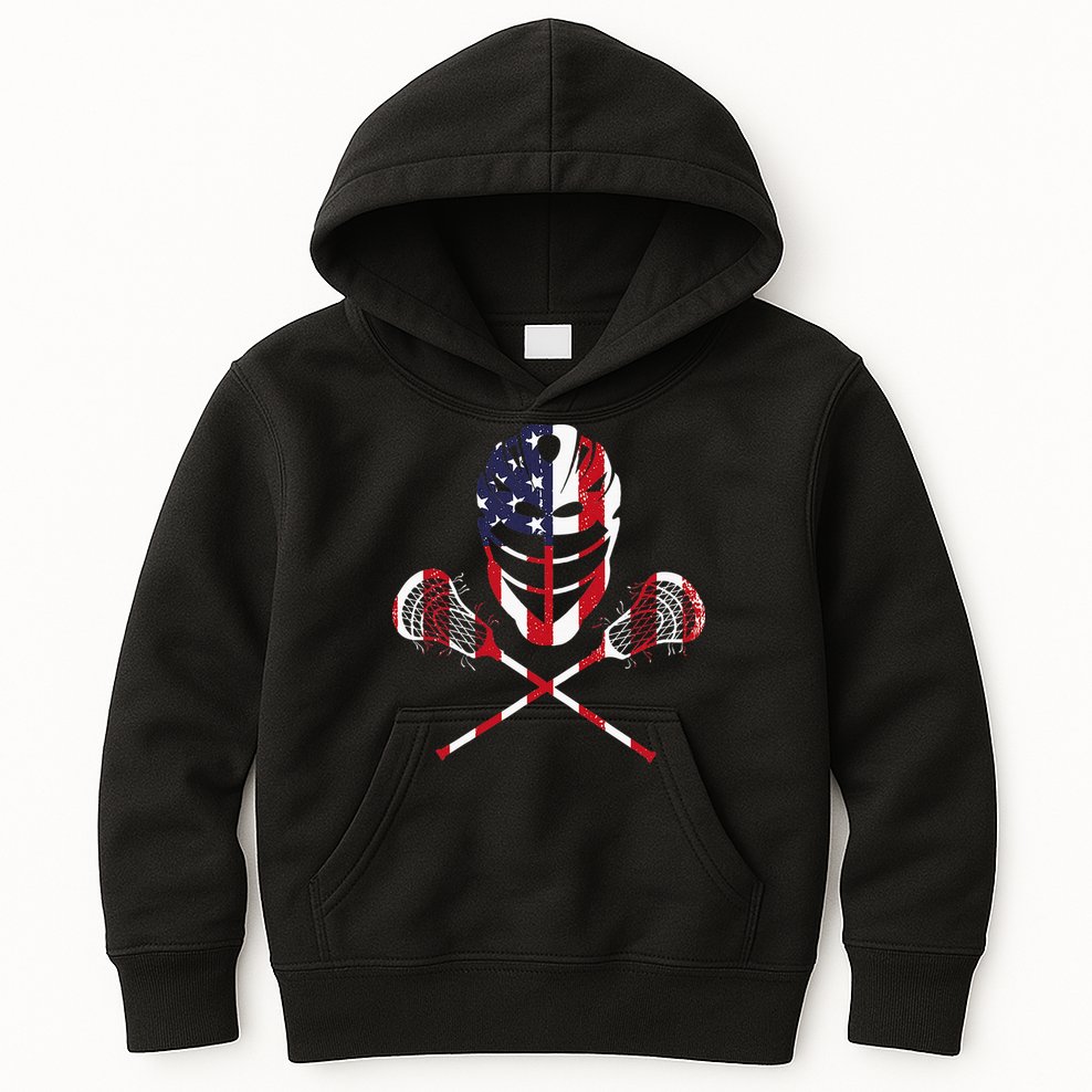 Lacrosse American Flag Lax Helmet Sticks Kids Hoodie
