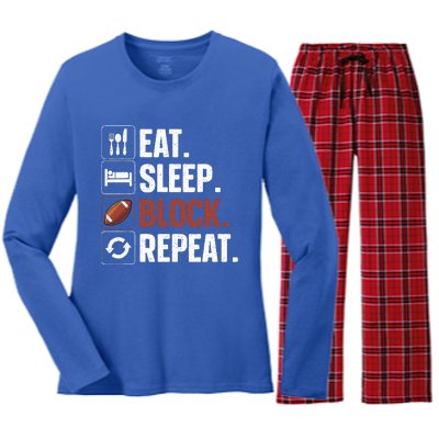 Lineman Art For  Wo Football Player Offensive Lineman Women's Long Sleeve Flannel Pajama Set 