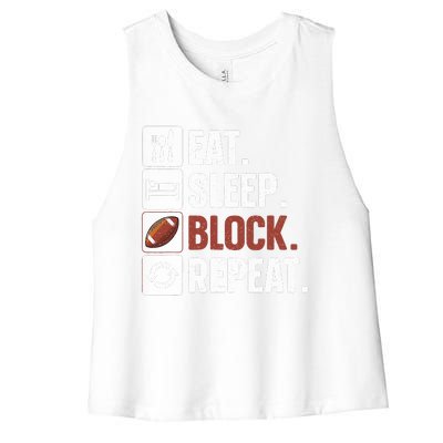 Lineman Art For  Wo Football Player Offensive Lineman Women's Racerback Cropped Tank