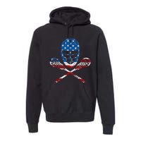 Lacrosse American Flag Lax Helmet Sticks 4th Of July Gifts Premium Hoodie