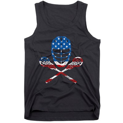 Lacrosse American Flag Lax Helmet Sticks 4th Of July Gifts Tank Top