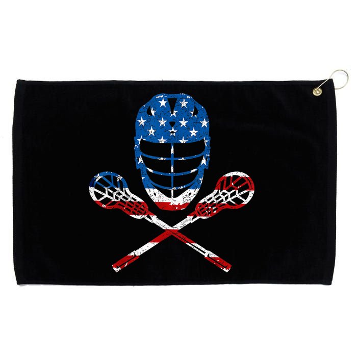 Lacrosse American Flag Lax Helmet Sticks 4th Of July Gifts Grommeted Golf Towel