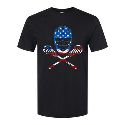 Lacrosse American Flag Lax Helmet Sticks 4th Of July Gifts Softstyle CVC T-Shirt