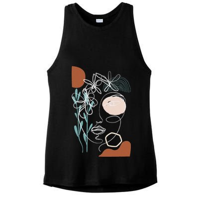 Line Art Face Abstract Art One Line Minimal Ladies PosiCharge Tri-Blend Wicking Tank