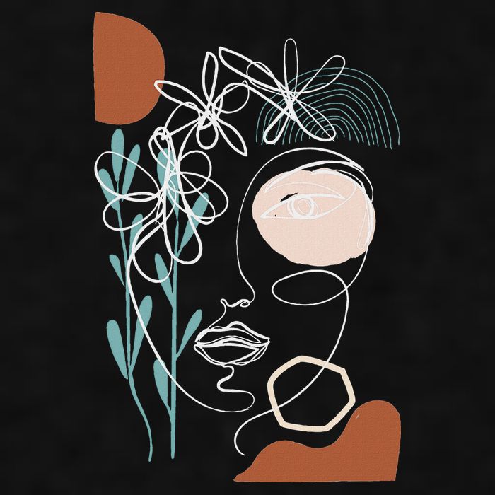Line Art Face Abstract Art One Line Minimal Ladies PosiCharge Tri-Blend Wicking Tank