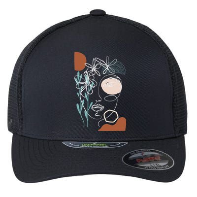Line Art Face Abstract Art One Line Minimal Flexfit Unipanel Trucker Cap