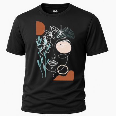Line Art Face Abstract Art One Line Minimal Performance Shirt