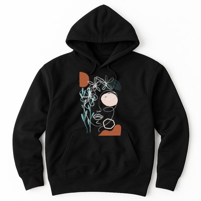 Line Art Face Abstract Art One Line Minimal Hoodie