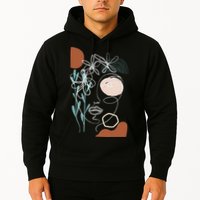 Line Art Face Abstract Art One Line Minimal Hoodie