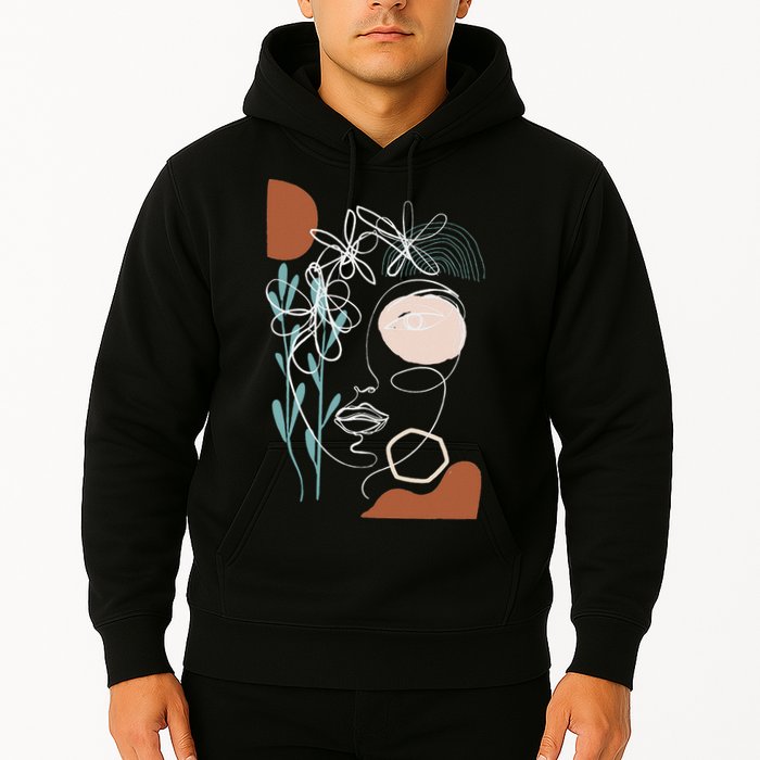Line Art Face Abstract Art One Line Minimal Hoodie