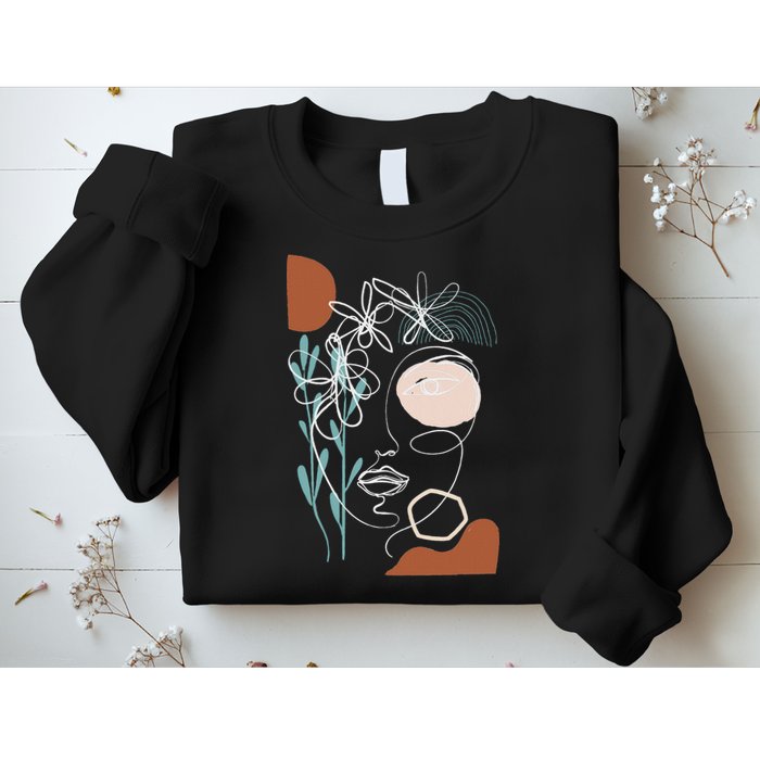 Line Art Face Abstract Art One Line Minimal Sweatshirt