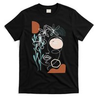 Line Art Face Abstract Art One Line Minimal T-Shirt