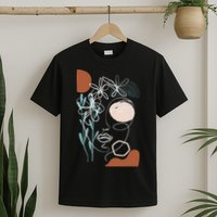 Line Art Face Abstract Art One Line Minimal T-Shirt