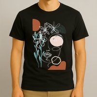 Line Art Face Abstract Art One Line Minimal T-Shirt