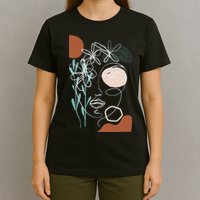 Line Art Face Abstract Art One Line Minimal T-Shirt