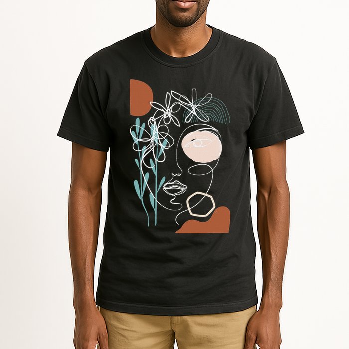 Line Art Face Abstract Art One Line Minimal Tall T-Shirt