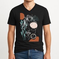 Line Art Face Abstract Art One Line Minimal V-Neck T-Shirt