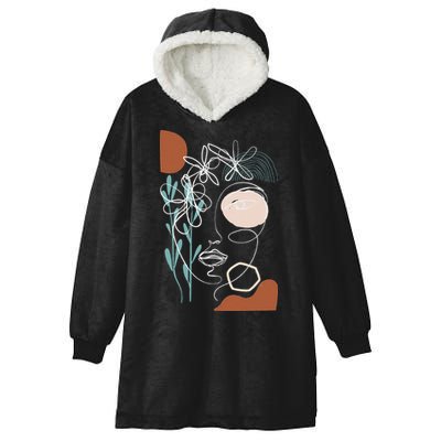 Line Art Face Abstract Art One Line Minimal Hooded Wearable Blanket